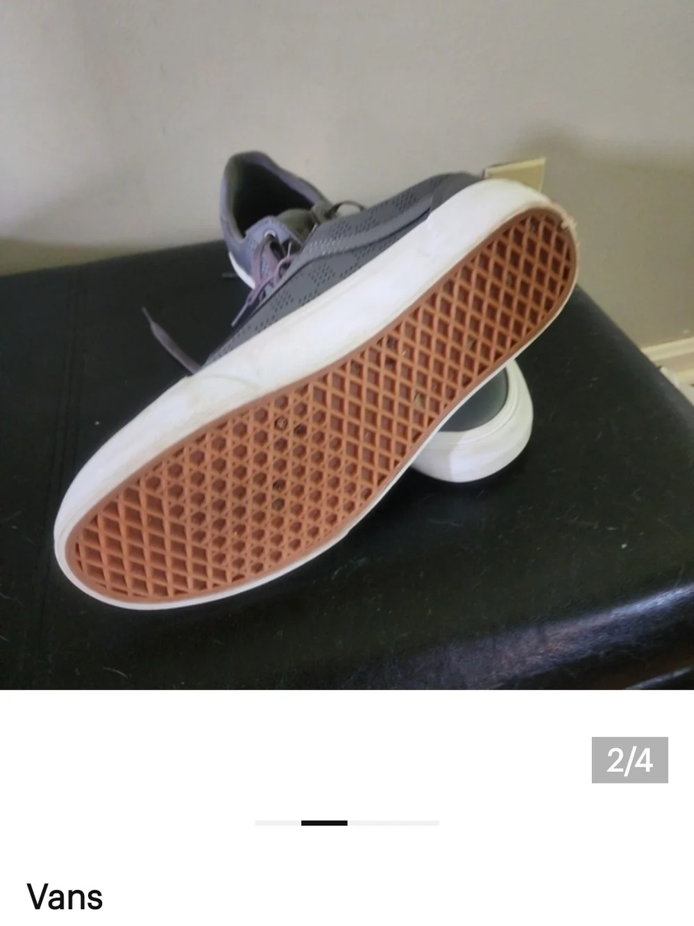 Vans Low-Top Leather Sneakers in Charcoal Gray
